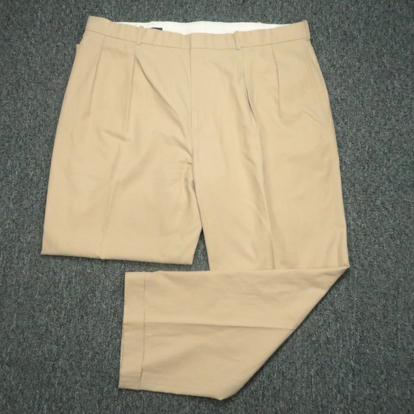 Polo Ralph Lauren Other - VINTAGE Polo Ralph Lauren Pants Men 42x30 Khaki Tan Silk Cotton Pleated Cuffed